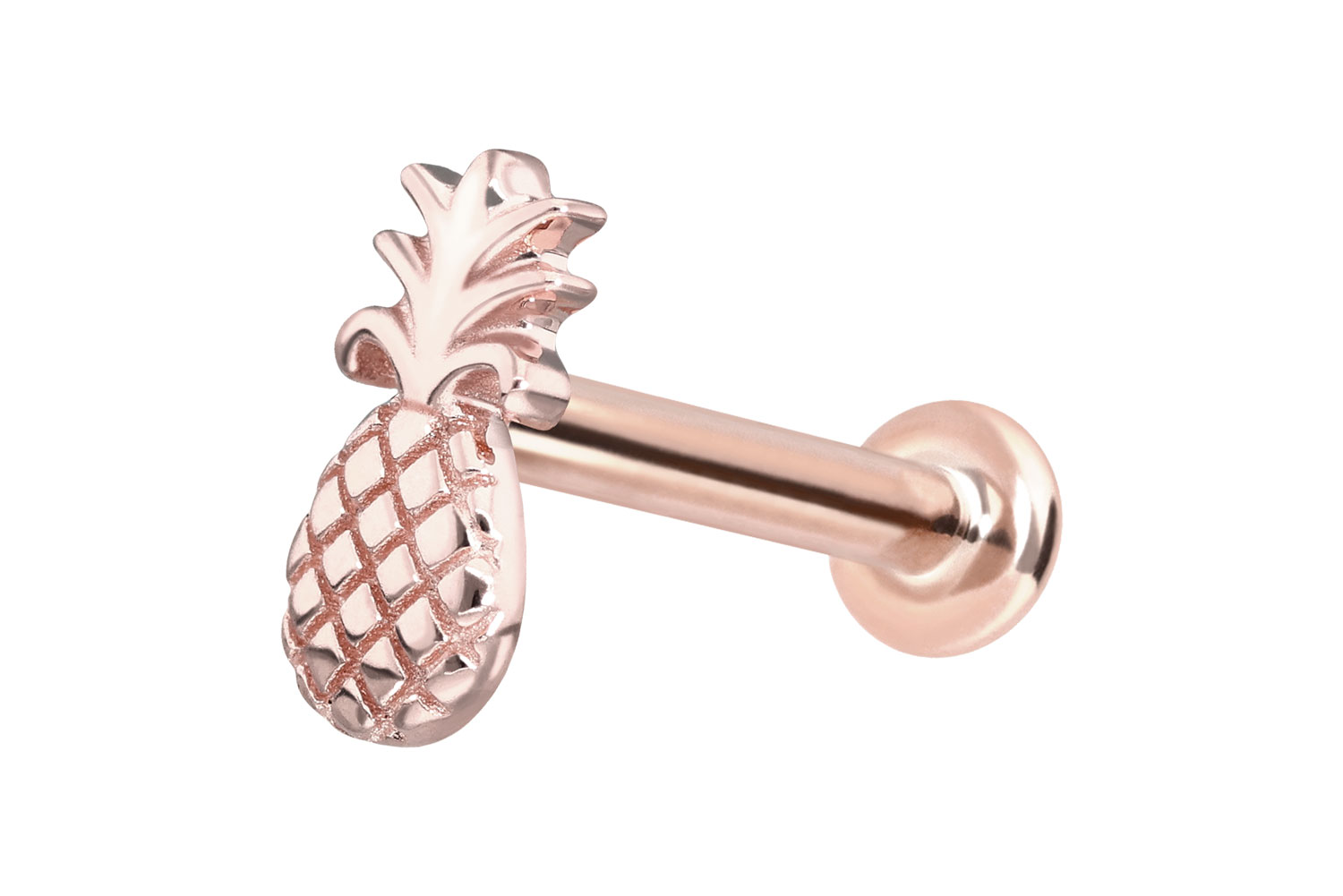 14 Karat Gold Labret Piercing mit Innengewinde ANANAS